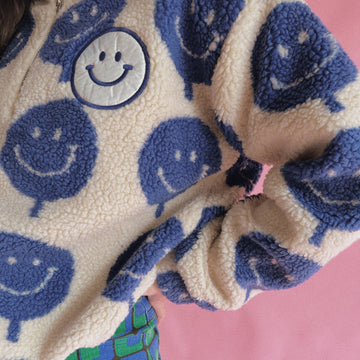 Blue Smiley Face Sweater